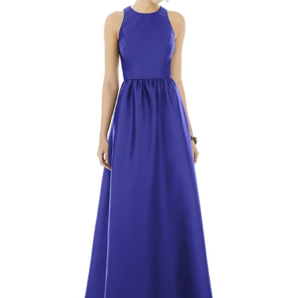 Alfred Sung Full Length Sateen Twill Dress D707